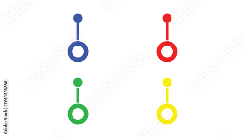 Four stylized molecular structures with different colored atoms and bonds