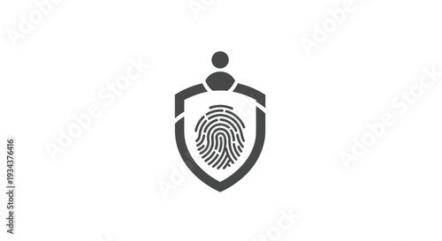 Fingerprint Security Shield Icon: Identity Protection, Data Privacy, Digital Security Concept