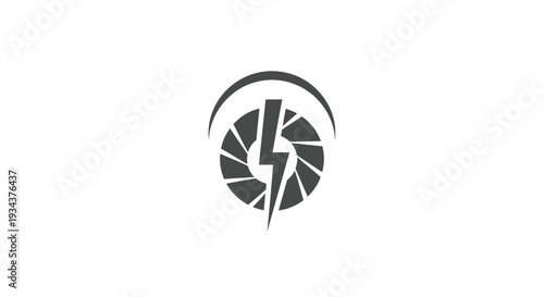 Camera Aperture Icon with Lightning Bolt