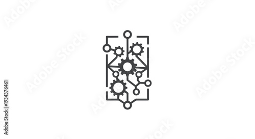 Abstract technological system with gears and circuits