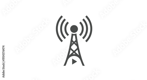 Radio Tower Icon with Signal Waves