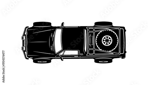 Top view of a car with spare tire