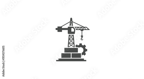 Construction Crane and Building Blocks Icon