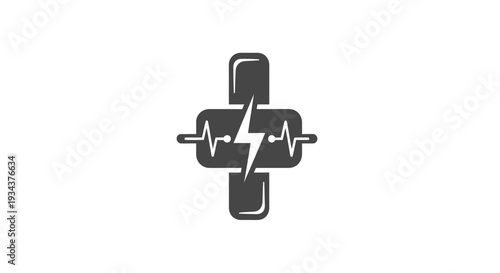 Medical Heartbeat and Electricity Symbol Icon