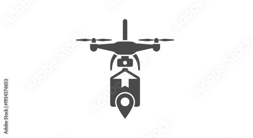 Drone Delivering Package with Location Pin Icon