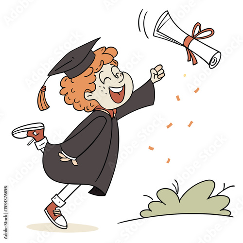 a happy  young boy with curly orange hair is joyfu (1)