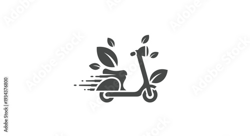 Eco-friendly scooter with leaves, green transportation concept