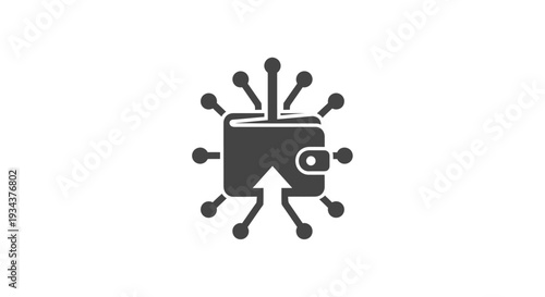 Digital Wallet Icon with Network Connections