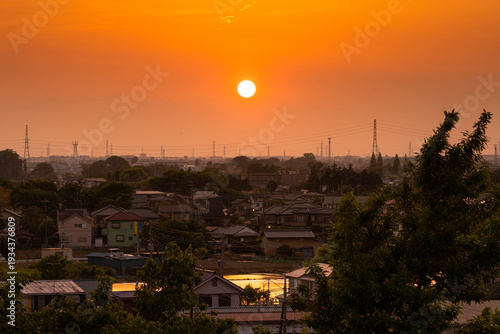 夕暮れの田舎町