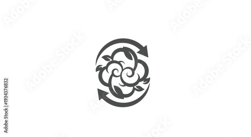 Recycling Symbol with Leaves and Arrows, Eco-friendly, Sustainable Cycle