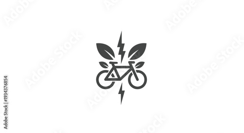 Electric Bicycle Logo with Leaves and Lightning Bolt