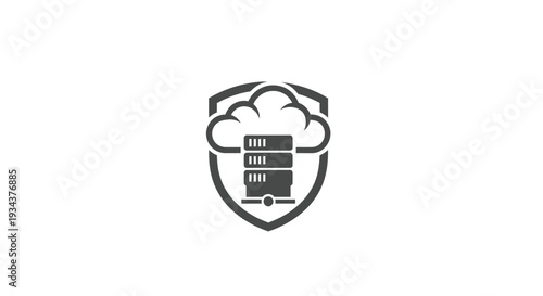 Cloud Server Security Icon: Shield Protects Data