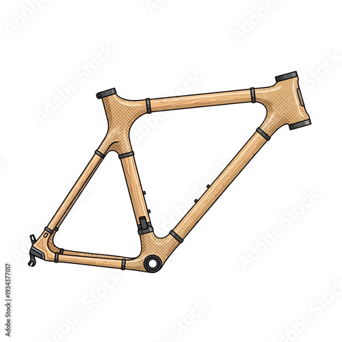 Vector illustration depicting an innovative bamboo bicycle frame, highlighting its eco-friendly construction and lightweight design for modern cycling enthusiasts