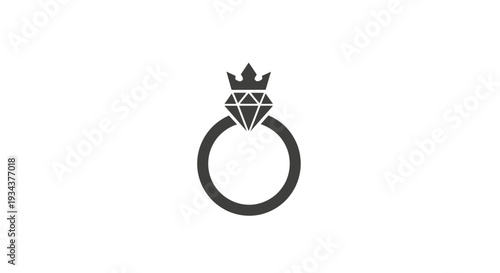 Diamond Ring with Crown Icon - Luxury Jewelry Symbol