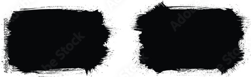 Two black ink brush strokes on white background