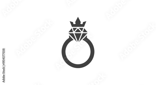Diamond Ring with Crown Icon - Luxury Jewelry Symbol