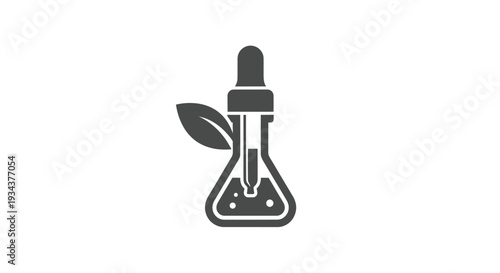 Science flask with leaf icon, symbolizing natural science, organic chemistry, and sustainability