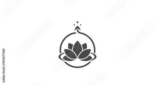 Lotus flower logo with growth arrow and circle, symbolizing spiritual growth and development