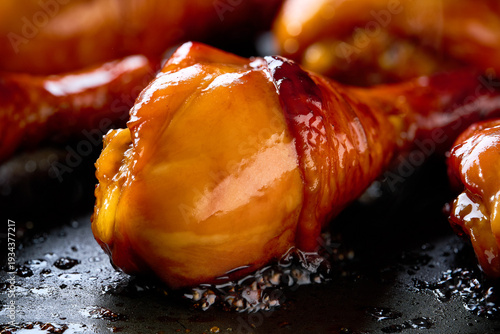 Wallpaper Mural chicken drumsticks grilling on a barbecue grill close up. Torontodigital.ca