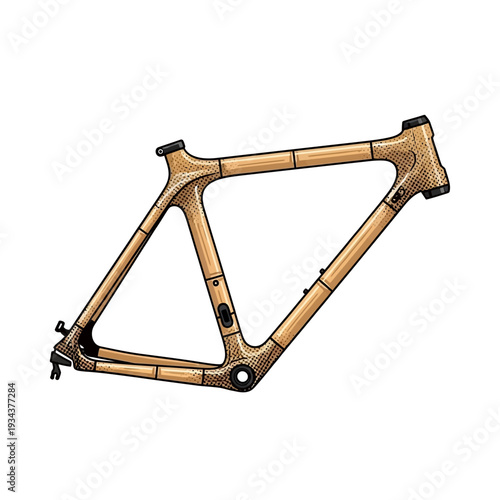 Vector illustration of a high-performance bicycle frame, meticulously crafted from sustainable, natural materials, demonstrating advanced biomechanical engineering and sleek design