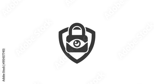 Cybersecurity Shield with Eye and Lock Icon