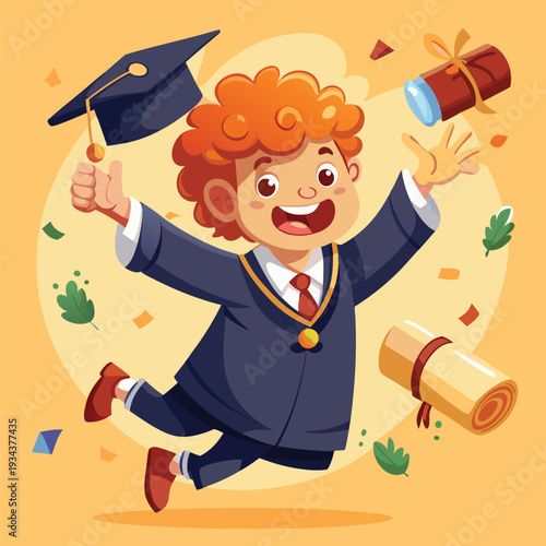 a happy  young boy with curly orange hair is joyfu (1)(1)