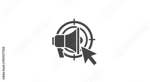 Targeted Advertising Icon: Megaphone and Crosshair with Cursor