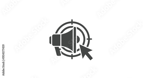 Megaphone Target Icon with Cursor - Marketing Campaign and Advertising Strategy