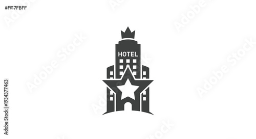 Hotel Building Icon with Star and Crown - Luxury Accommodation Concept