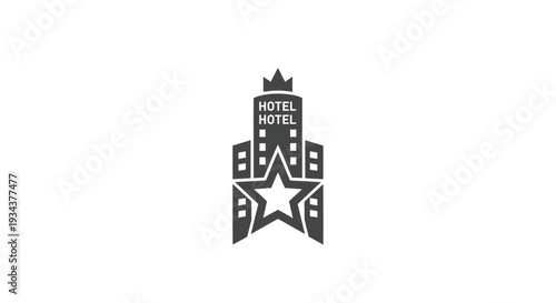Modern Hotel Building Icon with Star and Crown