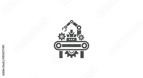 Robotic Arm Assembly Line Icon