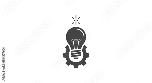 Light bulb idea symbol on gear background, innovation and creativity concept