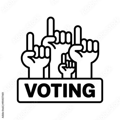 Hands raised up for voting rights and democracy participation