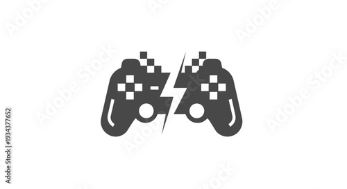 Gaming Controller Icon with Lightning Bolt, Digital Entertainment Concept