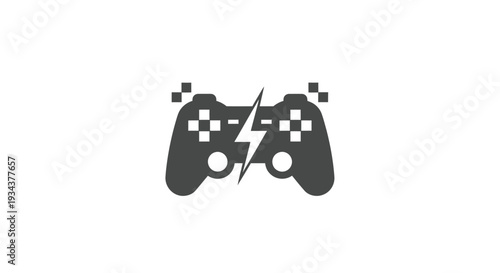 Video Game Controller Icon with Lightning Bolt - Gaming Concept