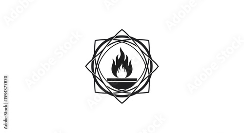 Abstract Flame Symbol with Geometric Design