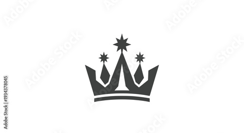 Royal Crown Icon with Stars on White Background