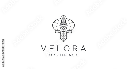 Minimalist Orchid Logo with Geometric Lines | Velora Orchid Axis