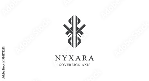 Modern abstract logo design for 'Nyxara Sovereign Axis' on white background