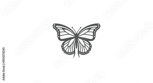 Elegant Butterfly Silhouette Icon on White Background