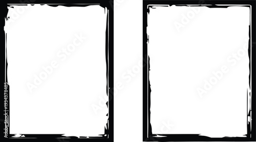 Two rectangular frames with distressed edges on a white background