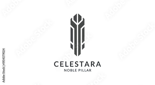 Celestara Noble Pillar Logo - Abstract Geometric Emblem