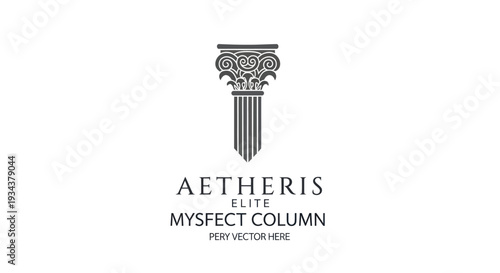 Elegant Corinthian Column Logo Design with Greek Mythology Elements