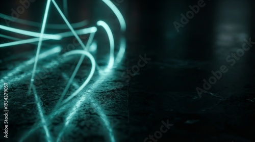 Wallpaper Mural Abstract neon light trails on a dark background with reflections. Torontodigital.ca