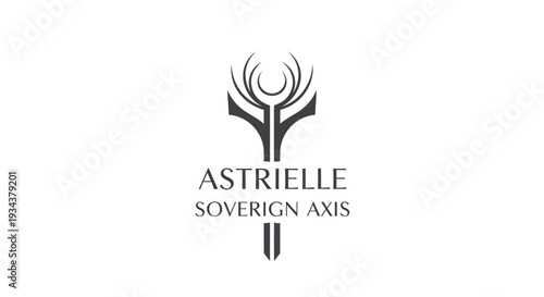 Elegant Abstract Symbol with Text 'ASTRIELLE SOVEREIGN AXIS' on White Background