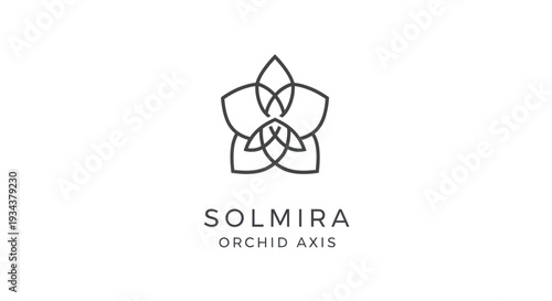 Minimalist Orchid Logo Design, Flower Line Art, Botanical Symbol, Solmira Orchid Axis Brand