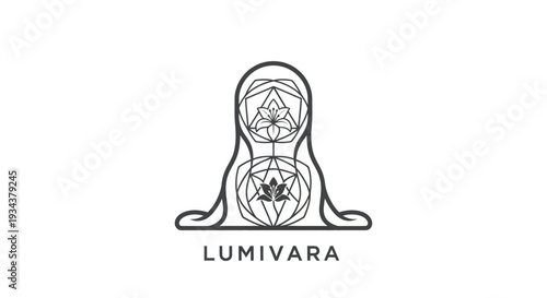 Geometric Abstract Logo with Lotus Flower and Meditation Symbol
