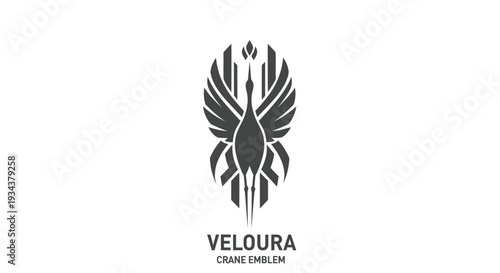 Modern Crane Emblem Logo Design - Abstract Bird Icon