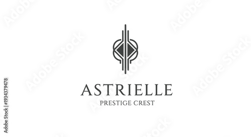 Elegant Logo Design with Geometric Symbol and Text "ASTRIELLE PRESTIGE CREST"
