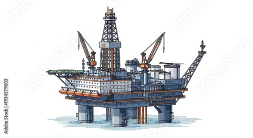 Offshore Oil Rig Platform Structure.